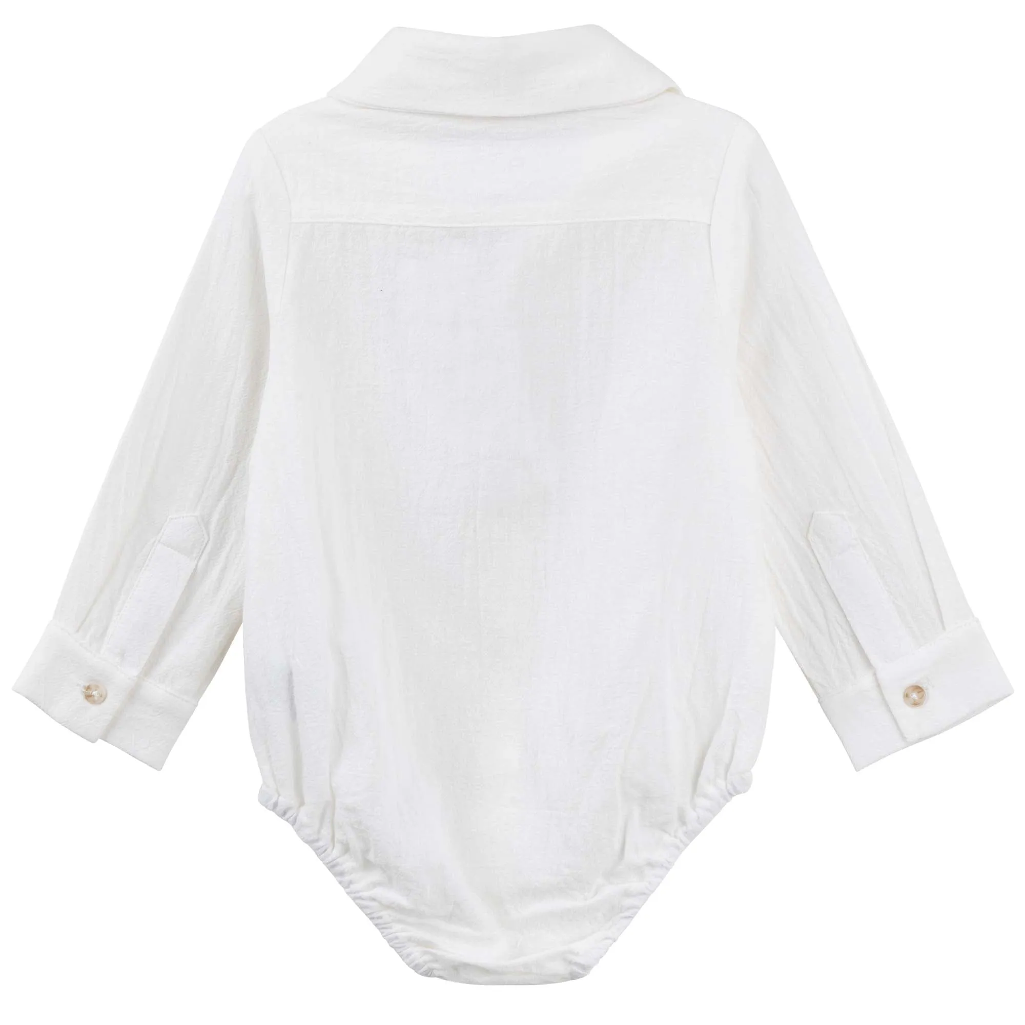 Archie L/S Button Romper - Ivory