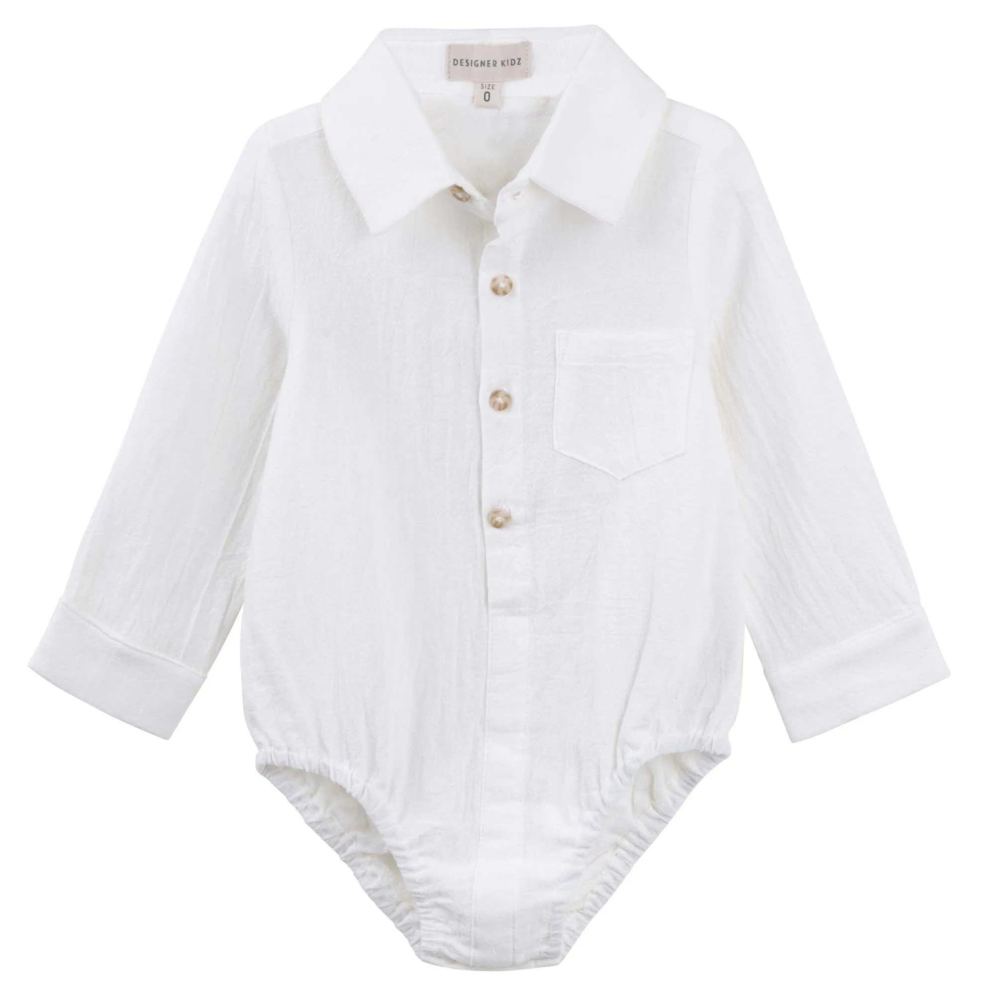 Archie L/S Button Romper - Ivory