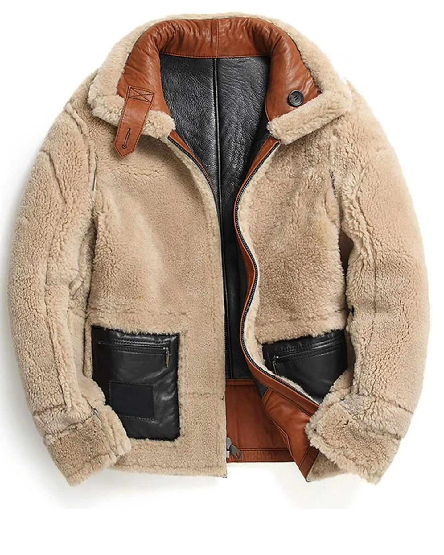 B3 Bomber Sheepskin Leather Jacket Aviator Style