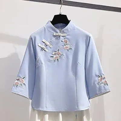 Chinese Style Hooded Stitching Vestido Cheongsam Embroidery Sweatshirt Dress Spring Autumn Women Buckle Thick Harajuku Dresses
