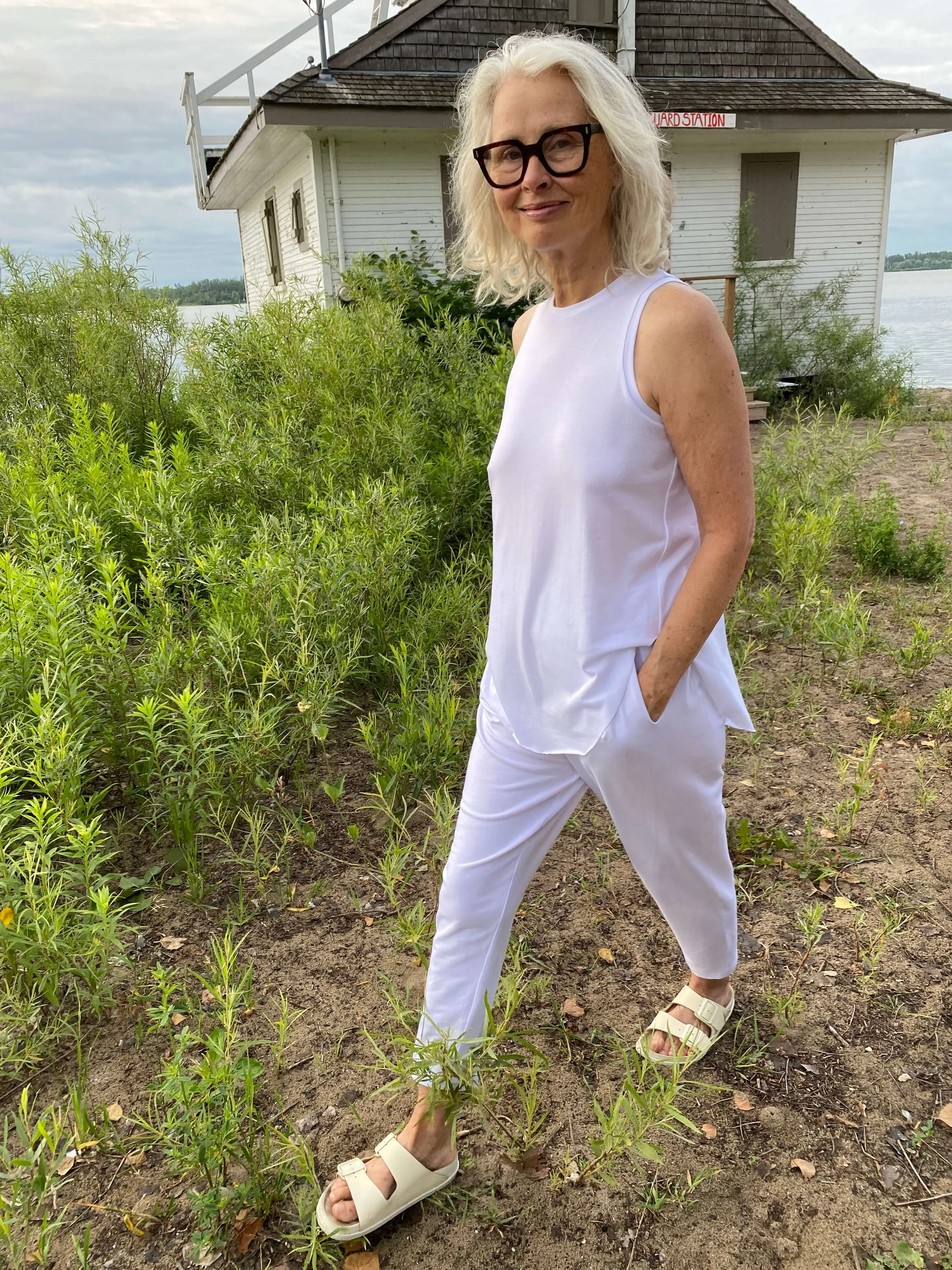 Jersey Slacks in Optical White