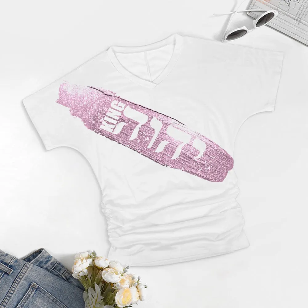 King Yahweh Glam V-neck pleated T-shirt