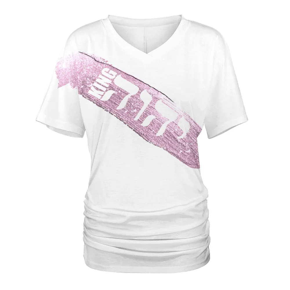 King Yahweh Glam V-neck pleated T-shirt