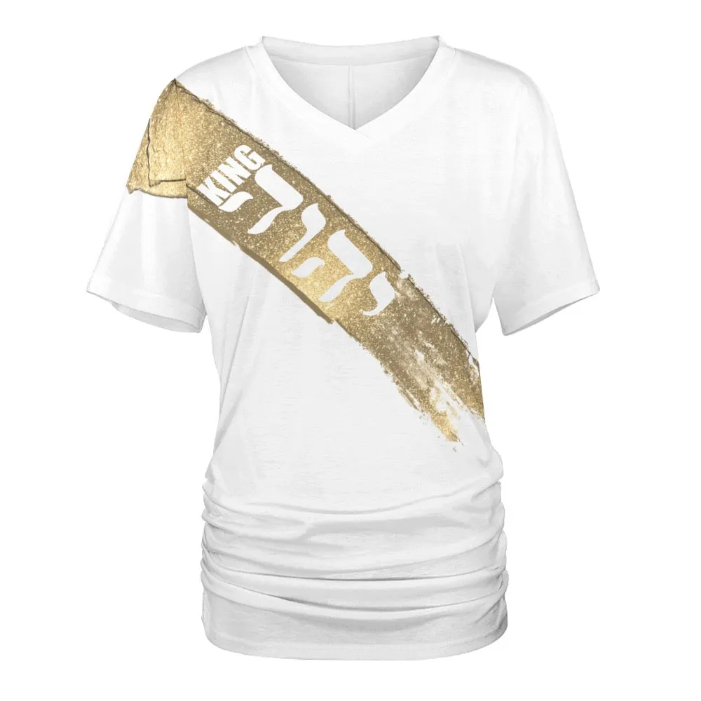 King Yahweh Glam V-neck pleated T-shirt
