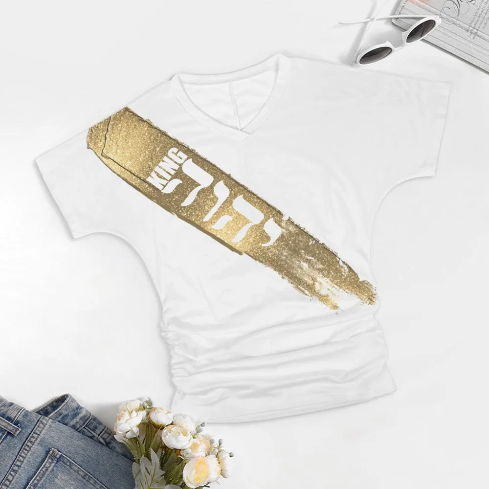 King Yahweh Glam V-neck pleated T-shirt