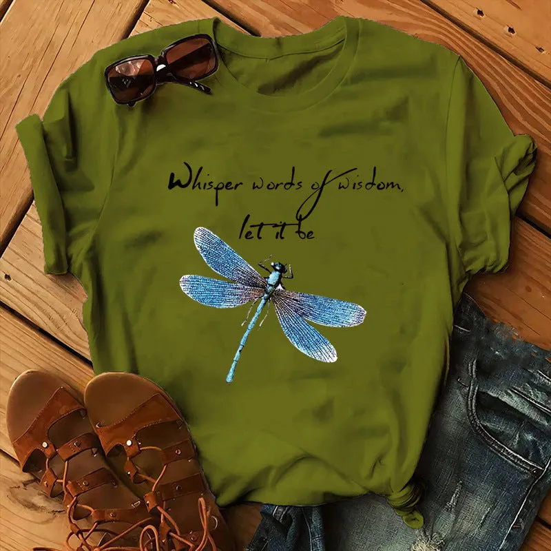 Let It Be Cute Bee Letter Alpaca Casual Women's T-shirt