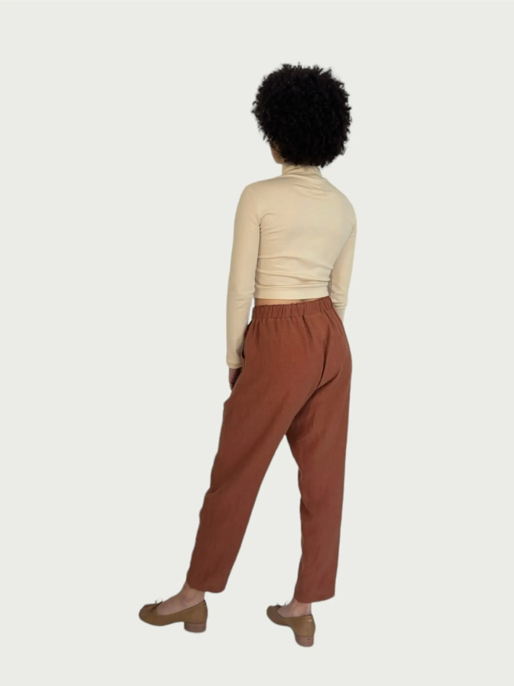 Linen Daily Slacks in Henna