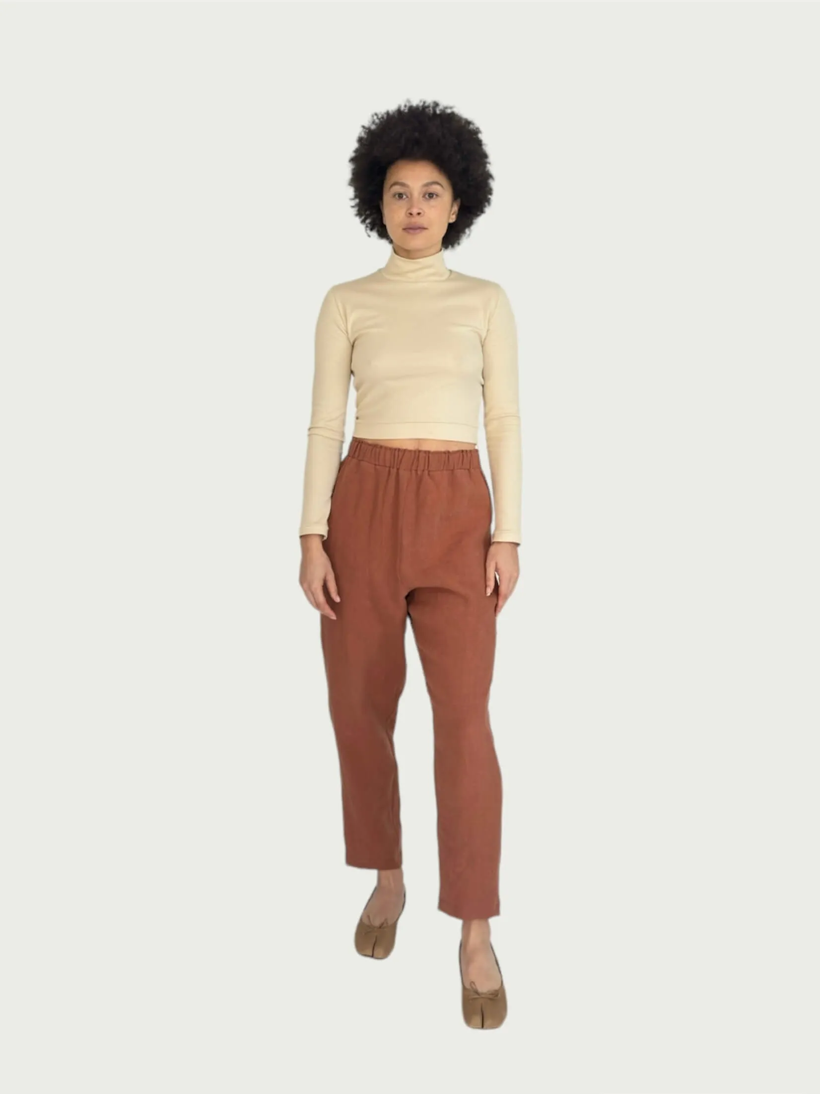 Linen Daily Slacks in Henna