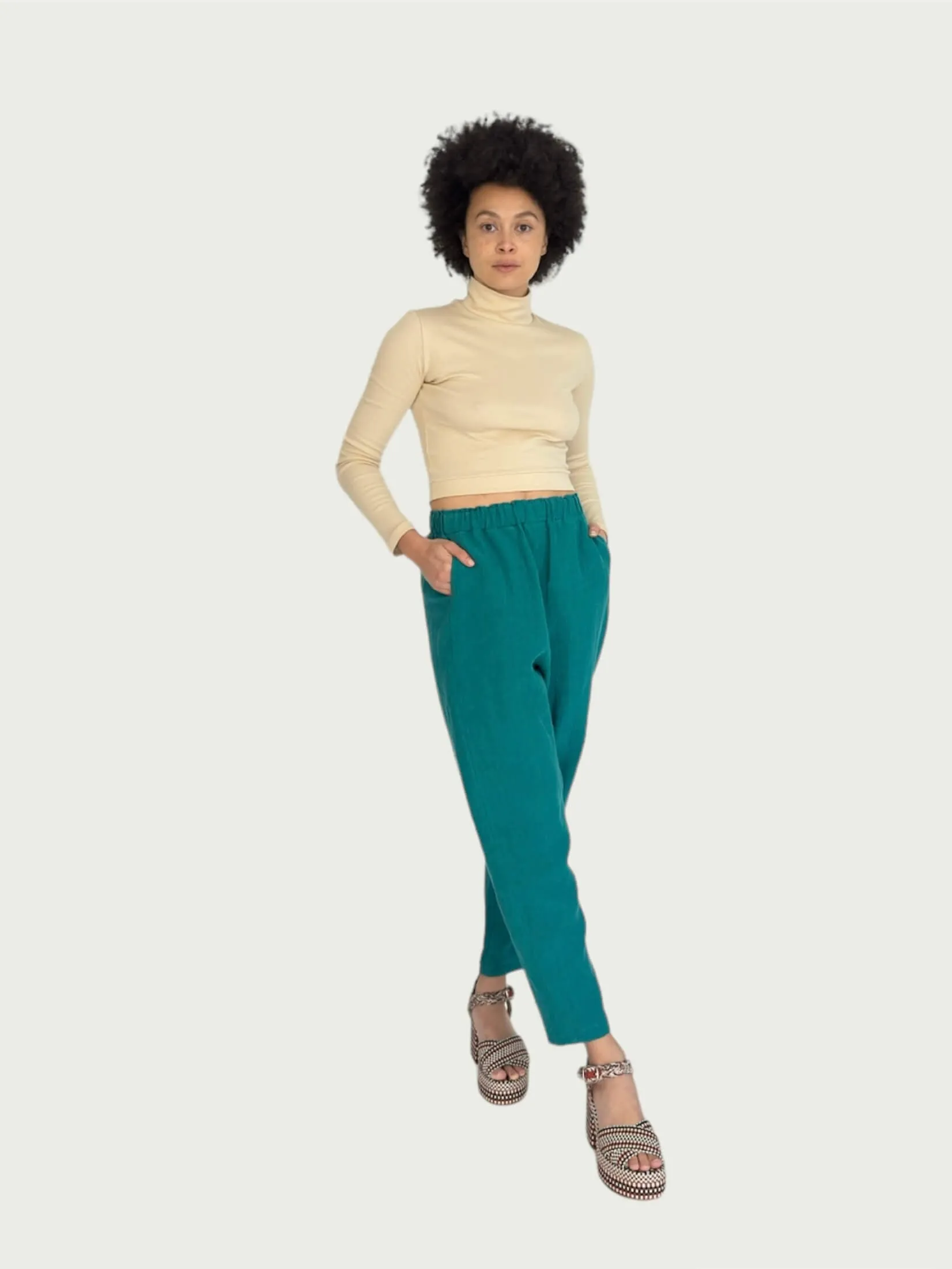 Linen Daily Slacks in Teal