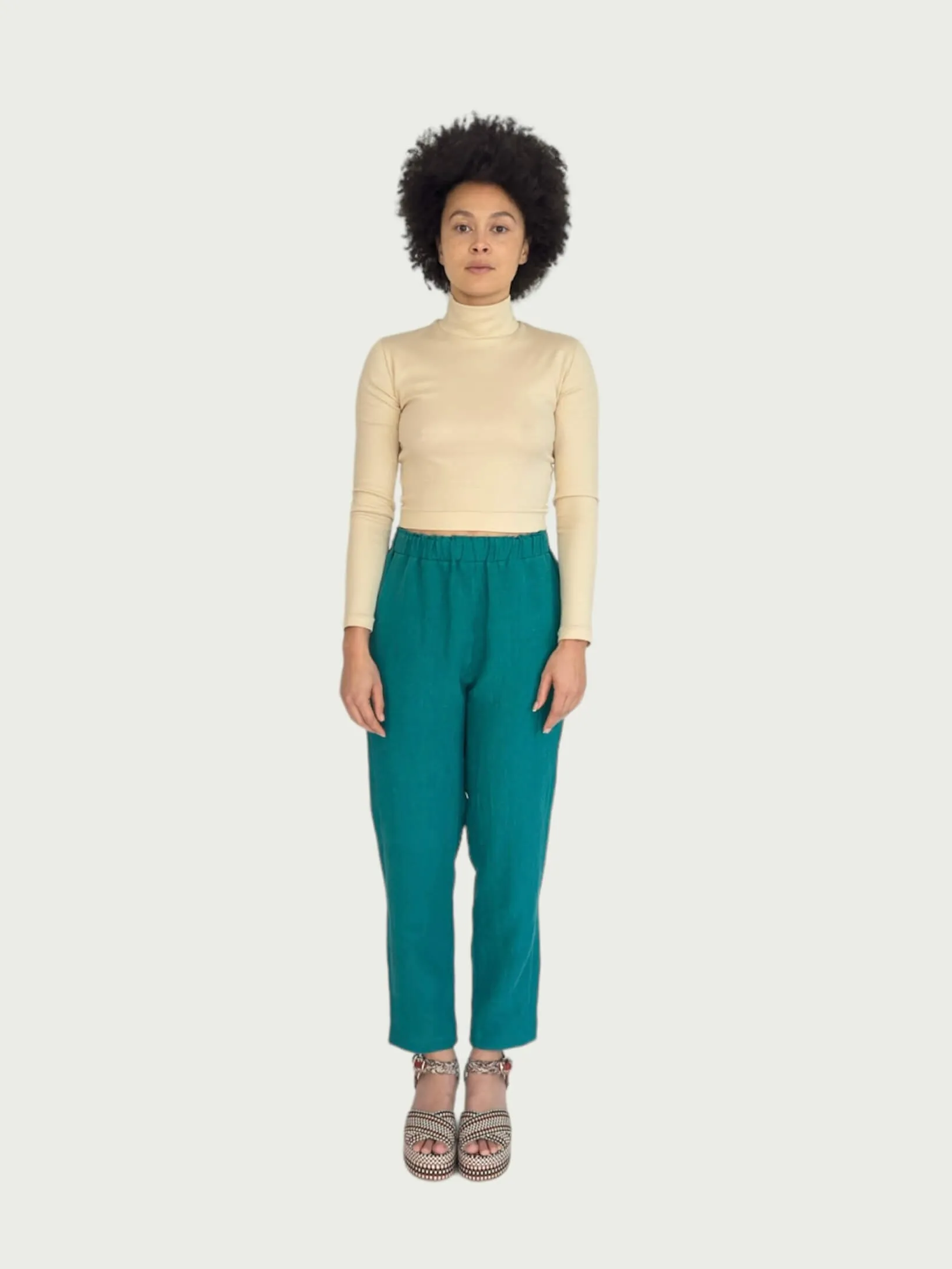 Linen Daily Slacks in Teal